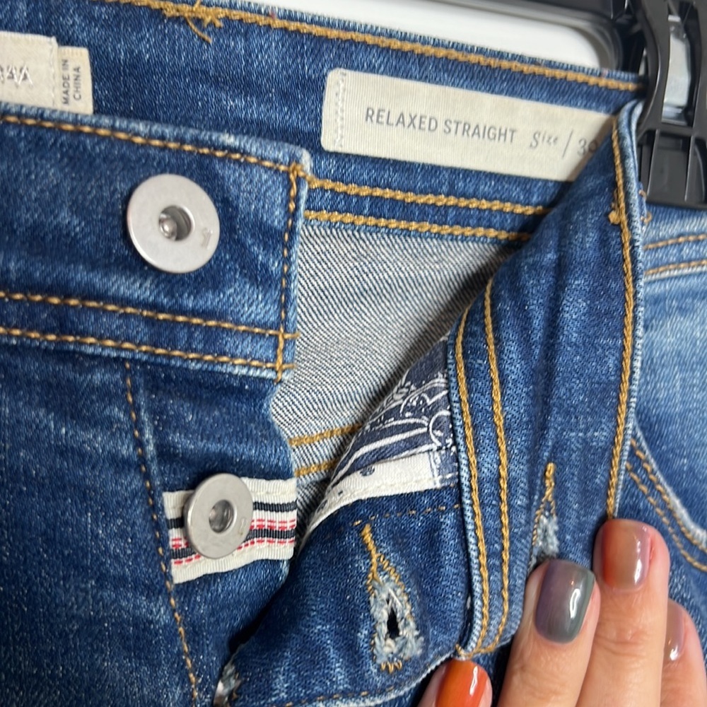🕶️Anthropologie Pilcro relaxed straight/red piped accent denim jeans 30 - Picture 6 of 10